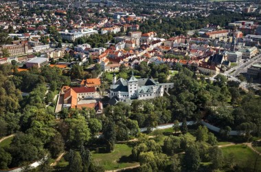 Zámek Pardubice letecký snímek 